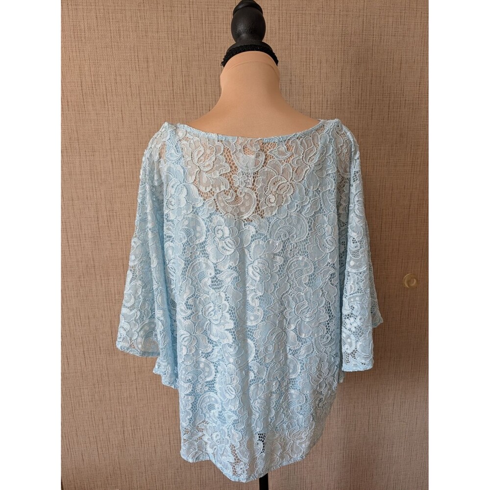Ruby Rd. Powder Blue Floral Lace Tunic - Picture 3 of 8